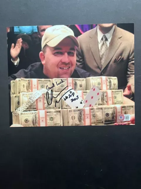 Chris Moneymaker Rare! autographed signed WPT WSOP poker photo Beckett BAS coa