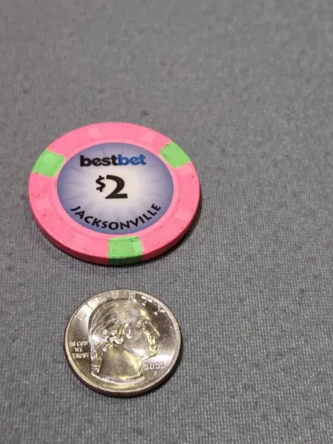 $2 TWO DOLLAR - Pink Poker Chip - Jacksonville, FL BestBet - WPT! Token