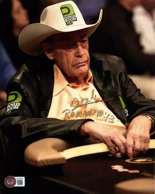 Doyle Brunson Signed 8X10 Photo Beckett Bas Coa Wsop Wpt Poker Texas Dolly 2