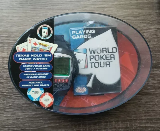 WPT Texas Hold’Em Game Watch w/ Official World Poker Tour Playing Cards Set NIP