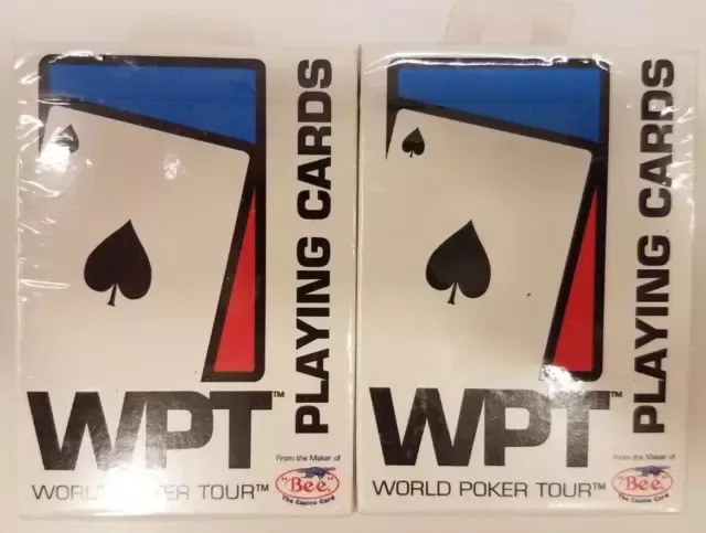 Set of 2 New Decks of WORLD POKER TOUR Playing Cards NEW WHITE sealed WPT Bee