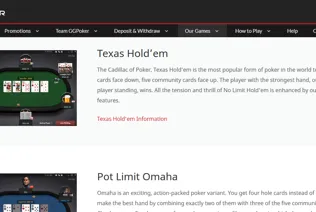The description Texas Hold’em and Pot Limit Omaha available at GGPoker.