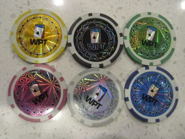 WPT World Poker Tour Holographic Laser Casino Chip Lot + FREE Las Vegas Chip