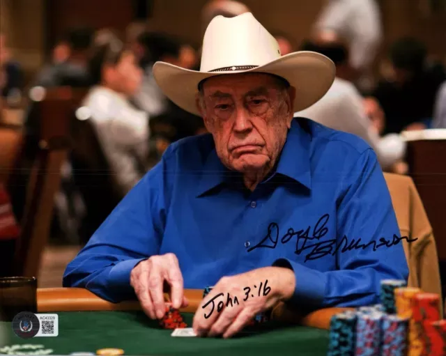 Doyle Brunson Signed 8X10 Photo Beckett Bas Coa Wsop Wpt Poker Texas Dolly 1