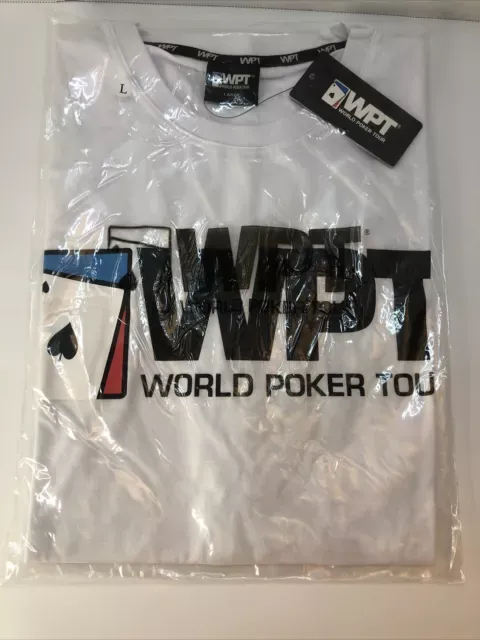 World Poker Tour T-Shirt Size Large White Sealed With Tags Card Gaming New