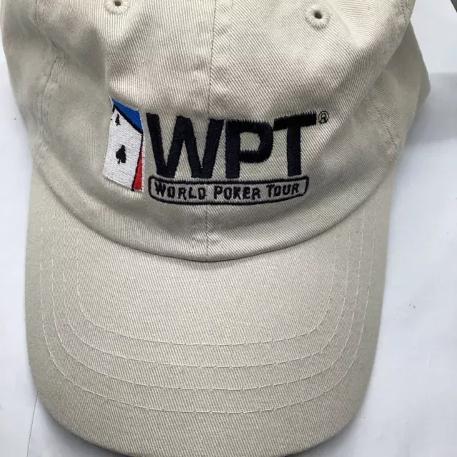NWT Beige World Poker Tour WPT Strapback Adjustable Hat Cap Texas Hold Em