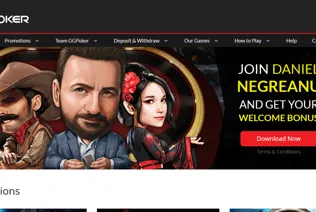 The GGPoker homepage invites the visitors to sign up to play poker games.