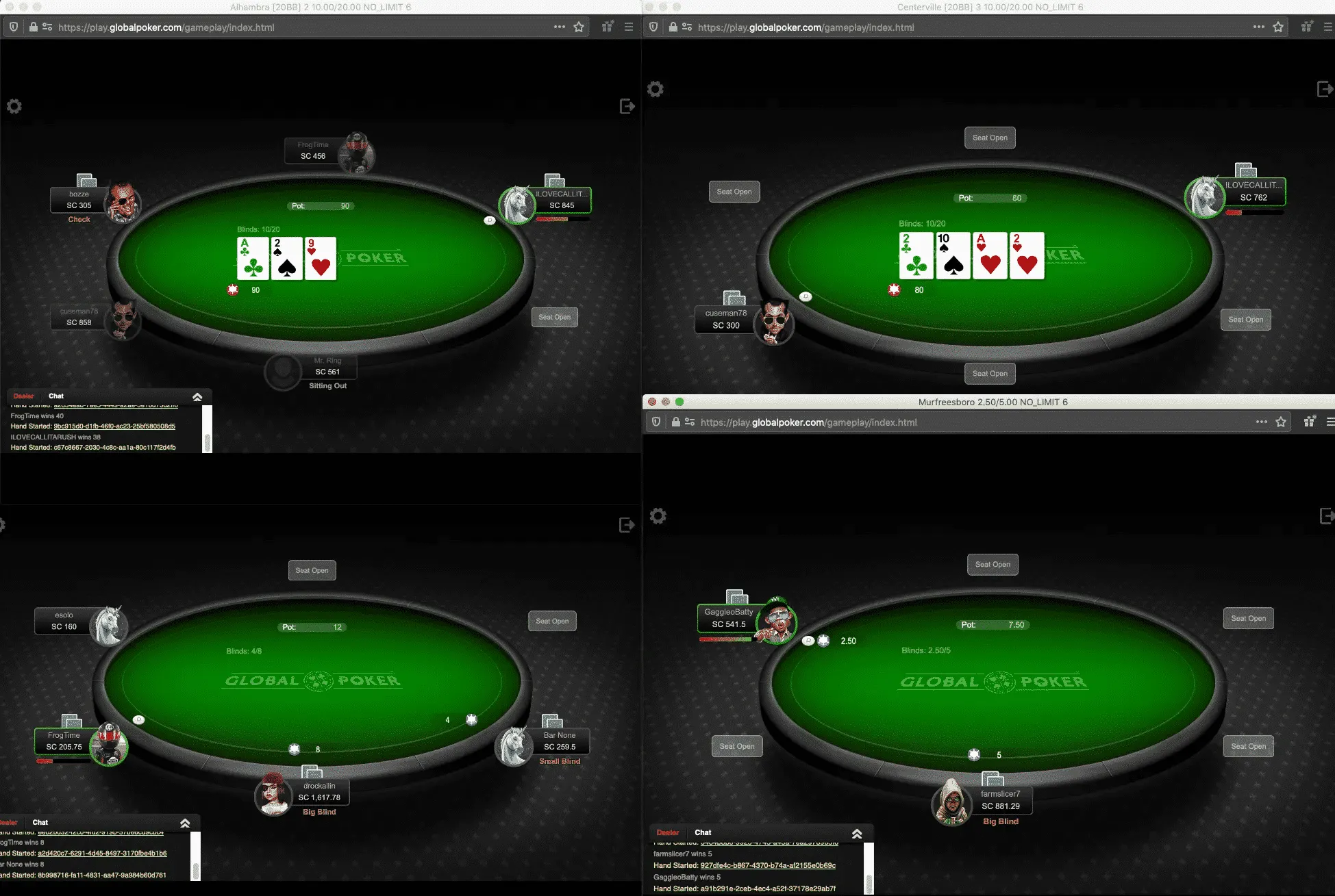 Global Poker multiple tables