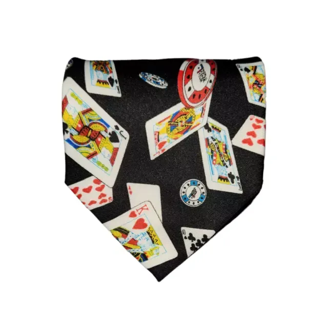 World Poker Tour 2004 Necktie Black Playing Cards Chips Gambling Casino Poly